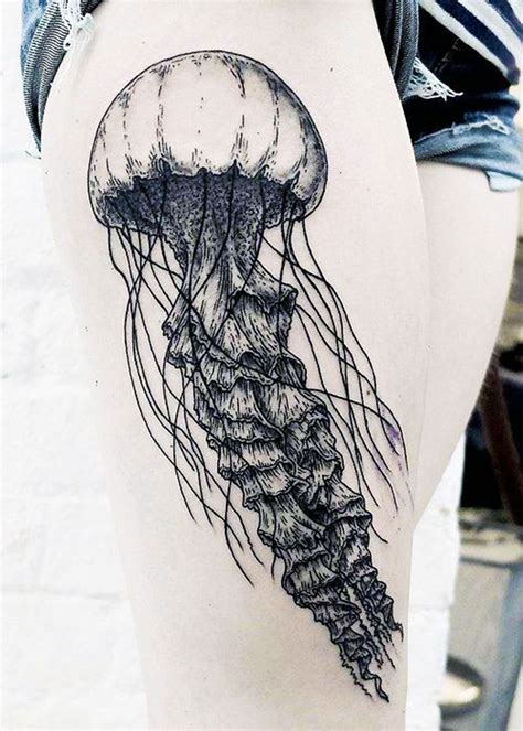 black and white jellyfish tattoo|black jellyfish tattoo meaning.